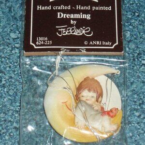 ANRI TORIART “Dreaming” Child Sleeping On Moon Christmas Ornament #624-225 GIFT!
